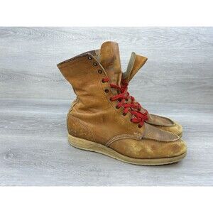 Vintage Irish Setter Women's Brown Leather Lace Moc Toe Work Boots Sz 9M